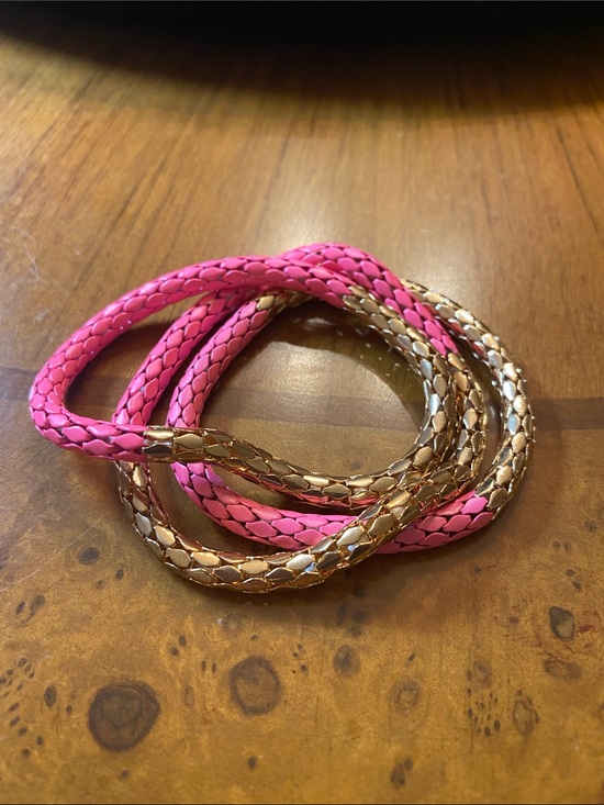 n/a Jewelry - Pink and Gold Braided Multi-Strand Bracelet